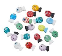 PONABEADIY 1 Box 25PCS Glass Fish Beads with Hole Lampwork Handmade Sea Ocean Animal Murano Beads Cute Cartoon Loose Spacer Bead Bulk for Jewellery MakingBracelets Necklace Earrings Diy Crafts Supply