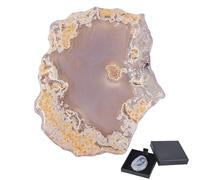 PONABEADIY 1 Box 2PCS Natural Agate Slice Stone Rows Light Table Place Cards Reiki Crystal Geode Specimen Energy Polished Nugget Stones Crystals Slice for Jewellery Making Display Figurine Home Decor
