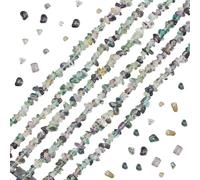 PONABEADIY 1 Box 3 Strands Natural Fluorite Chip Stone Beads with Holes Irregular Gemstones Small Crystal Stones Gravel Bead Strands Bulk for Jewellery Making Vase Filler Bracelets Diy Craft Supply