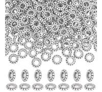 PONABEADIY 1 Box 300PCS 8MM Tibetan Style Spacer Beads with Large Hole Alloy Antique Silver Rondelle Metal Big Holes Loose Bead Bulk for Jewellery Making Bracelets Necklaces Earrings DIY Crafts Supply