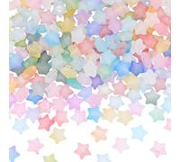 PONABEADIY 1 Box 300PCS Star Pony Beads with Hole Resin Stars Shaped Frosted Gradient Pastel Candy Colour Matte Loose Spacer Bead Bulk for Jewellery Making Bracelets Necklace Hair pins DIY Crafts