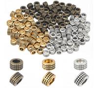 PONABEADIY 1 Box 300PCS Tibetan Style Spacer Beads with Large Holes Alloy Column European Antique Metal Nickels Metal Loose Bead Bulk for Jewellery Making Bracelet Necklace Earrings Diy Craft Supply