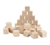 PONABEADIY 1 Box 30PCS 1 Inch Burlywood Unfinished Wood Blocks Cube Beads Natural Blank Undyed Wooden Cubes Squares Solid Block Bead Bulk for Model Making Home Decors Painting Diy Crafts Supplies