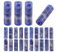 PONABEADIY 1 Box 30PCS 4x13MM Natural Blue Tube Stone Beads Strands with Hole Sodalite Column Cylinder Gemstone Energy Loose Spacer Bead Bulk for Jewellery Making Earring Bracelets Necklace DIY Crafts