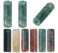 PONABEADIY 1 Box 30PCS 4x13MM Natural Indian Agate Stone Beads Strand with Hole Tube Column Energy Cylinder Gemstone Loose Spacer Bead Bulk for Jewellery Making Bracelets Necklace DIY Crafts Supply