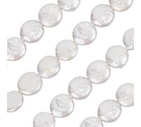 PONABEADIY 1 Box 30PCS Natural Baroque Coin Pearl Beads with Holes Summer White Flat Round Pearls Irregular Disc Charms Loose Bead Bulk for Jewellery Making Bracelets Necklace Earrings Diy Crafts