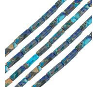 PONABEADIY 1 Box 31PCS Blue Stone Beads Strand with Hole Blue Dyed Column Synthetic Turquoise Imperial Jasper Gemstone Tube Loose Spacer Bead for Jewellery Making Bracelet Necklace Diy Crafts Supply