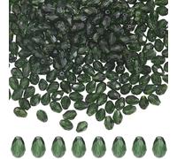 PONABEADIY 1 Box 325PCS 8MM Green Teardrop Glass Beads Strands with Hole Transparent Water Drop Clear Crystal Charms Loose Spacer Bead Bulk for Jewellery Making Bracelets Necklace Diy Craft Supply