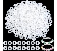 PONABEADIY 1 Box 350PCS Clear Rubber Stopper Beads with Large Hole Disc O Ring Donut Shape Silicone Hoops Antiskid Locating Spacer Loose Bead Charm for Jewellery Making Necklace Bracelets Diy Crafts