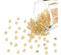 PONABEADIY 1 Box 3MM 3000PCS Gold Glass Seed Beads with Hole Silver Lined Transparent Mini Pony Round Clear Loose Spacer Bead Bulk for Jewellery Making Necklace Bracelets Earrings Diy Crafts Supply