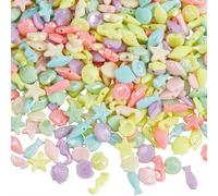 PONABEADIY 1 Box 480PCS Mixed colour Acrylic Marine Life Beads with Holes Sea Shell Fish Starfish Assorted Organism Shapes Spacer Loose Bead Bulk for Jewellery Making Necklace Bracelet Diy Craft