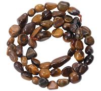 PONABEADIY 1 Box 49-51pcs Natural Tiger Eye Beads Nugget Pebble Tumbled Oval Stone Irregular Stones Smooth Gemstone Loose Spacer bead Charm Bulk for Jewellery Making Necklaces Bracelets Diy Craft
