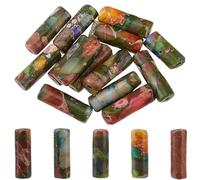 PONABEADIY 1 Box 4x13MM Natural Tube Stone Beads Strands with Hole Imperial Jasper Column Cylinder Gemstone Loose Spacer Bead Bulk for Jewellery Making Earring Bracelets Necklaces DIY Crafts Supply