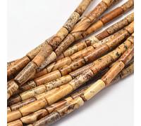 PONABEADIY 1 Box 4x13MM Natural Tube Stone Beads Strands with Hole Picture Jasper Column Cylinder Gemstone Loose Spacer Bead Bulk for Jewellery Making Earring Bracelets Necklaces DIY Crafts Supply