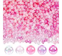 PONABEADIY 1 Box 5 colours 1000PCS 6MM AB colour Plated Acrylic Round Beads with Holes Plastic Bubble Assorted Spacer Loose Charms Bead Bulk for Jewellery Making Earrings Bracelets Diy Craft Supplies