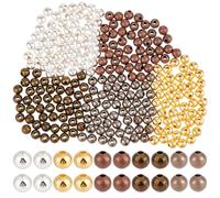 PONABEADIY 1 Box 5 Colours 500PCS 5MM Brass Spacer Beads with Hole Round Small Metal Gold Silver Smooth Seamless Ball Loose Spacers Bead Bulk for Jewellery Making Necklace Bracelet Earrings Diy Crafts