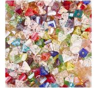 PONABEADIY 1 Box 5 Strands 500PCS Mixed colour Triangle Crystal Beads with Holes Glass Triangular Transparent Geometric Assorted Loose Bead Bulk for Jewellery Making Bracelet Necklace Diy Craft Supply
