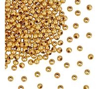 PONABEADIY 1 Box 500PCS 3mm Gold Brass Spacer Beads with Hole Small Metal Round Shiny Seamless Smooth Tiny Loose Spacers Bead Bulk for Jewellery Making Bracelets Necklaces Earrings DIY Crafts Supply