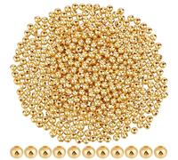 PONABEADIY 1 Box 500PCS 5MM Gold Brass Spacer Beads with Hole Round Small Golden Metal Smooth Seamless Tiny Ball Loose Spacers Bead Bulk for Jewellery Making Necklace Bracelet Earrings Diy Crafts