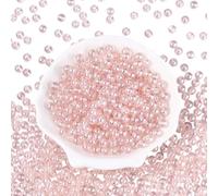PONABEADIY 1 Box 500PCS 6MM Pink Transparent Glass Seed Beads with Holes Handmade Smooth Small Clear Sparkle Round Spacer Loose Bead Bulk for Jewellery Making Necklaces Bracelets Diy Craft Supplies