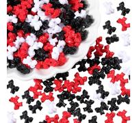 PONABEADIY 1 Box 500PCS Acrylic Bow Beads with Hole Black White Red Resin Bowknot Shaped Pony Cute Charms Loose Spacer Bead Bulk for Jewellery Making Bracelets Necklace Nails Home Decor Diy Crafts
