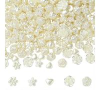 PONABEADIY 1 Box 500PCS Seashell Flower Faux Pearl Bead Flowers Heart Love ABS Plastic Floral Loose Spacer Beads Bulk for Jewellery Making Earrings Bracelets Necklace Diy Valentine's Day Craft Supply