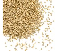 PONABEADIY 1 Box 50G 3MM Gold Glass Seed Beads with Holes Metallic Style Golden Round Small Mini Smooth Spacer Loose Pony Bead Bulk for Jewellery Making Necklace Bracelets Earrings Diy Craft Supplies