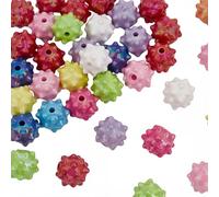 PONABEADIY 1 Box 50PCS Acrylic Ocean Animal Beads with Holes Opaque Mixed colour Assorted UV Plating Sea Urchin Shaped Spacer Loose Bead Bulk for Jewellery Making Necklace Bracelet Xmas Diy Craft
