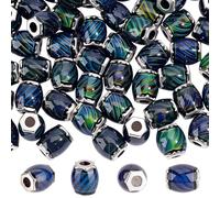 PONABEADIY 1 Box 50PCS colour Changing Mood Beads with Holes Glass Temperature Sensing Drum Barrel Shape Faceted European Spacer Loose Bead Bulk for Jewellery Making Necklace Bracelet Diy Craft Supply