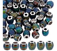 PONABEADIY 1 Box 50PCS European Crystal Glass Mood Beads with Platinum Tone Brass Double Cores Temperature Sensing colour Changing Change colour Large Hole Rondelle Bead for Jewellery Making Diy Craft