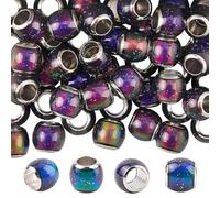 PONABEADIY 1 Box 50PCS European Mood Glass Beads Temperature Sensing colour Change Round Rondelle Crystal 4MM Large Hole Spacer Charms Bead for Jewellery Making Bracelet Necklaces Diy Craft Supplies