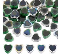PONABEADIY 1 Box 50PCS Heart Glass Mood Beads with Holes Two Tone Temperature Sensing colour Changing Assorted Hearts Spacer Loose Bead Bulk for Jewellery Making Necklaces Christmas Diy Craft Supply