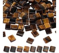 PONABEADIY 1 Box 5MM 142PCS Natural Tiger Eye Stone Beads Strands 2-Hole Square Yellow Brown Gemstone Loose Spacer Bead Bulk for Jewellery Making Bracelets Multi-Strand Connector Diy Crafts Supply