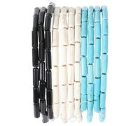 PONABEADIY 1 Box 6 Strands 192PCS Natural Tube Stone Beads with Hole 4x13MM Turquoise Column Black Blue White Cylinder Gemstone Loose Spacer Bead Bulk for Jewellery Making Bracelets Necklace DIY Craft