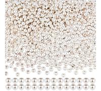 PONABEADIY 1 Box 600Pcs 3MM Plated Brass Beads Silver Metal Round Ball Tiny Rondelle Seamless Smooth Loose Spacer Connector Bead Bulk for Jewellery Making Bracelet Earrings Beadable Diy Craft Supply