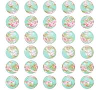 PONABEADIY 1 Box 60pcs 15mm Floral Printed Silicone Beads Round Flower Printed Petal Pattern Floral Assorted Loose Spacer Bead Charm Bulk for Jewellery Making Keychain Bracelet Decor Diy Craft Supply