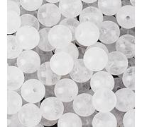 PONABEADIY 1 Box 6MM 120PCS White Natural Jade Round Beads with Holes Gemstone Crystal Polished Stone Smooth Spacer Bead Bulk for Jewellery Making Earrings Bracelets Necklaces Decor DIY Craft Supply