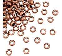 PONABEADIY 1 Box 70PCS 10mm Red Copper Alloy Spacer Beads Large Hole Tibetan Style Rondelle European Metal Antique Loose Spacers Bead Bulk for Jewellery Making Bracelets Necklace Earrings DIY Crafts