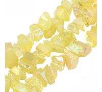 PONABEADIY 1 Box 71PCS Natural Yellow Quartz Beads Strand with Hole Electroplated Gemstone Irregular Chips Crystal Stone Loose Spacer Bead Bulk for Jewellery Making Bracelet Earring Diy Craft Supply