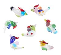 PONABEADIY 1 BOX 7PCS 7 colours Lampwork Glass Animal Beads Mandarin Duck Shaped 3D Animals Summer Valentine Handmade Spacer Bead with Holes for Jewellery Making Bracelets Decorations Diy Craft Supply
