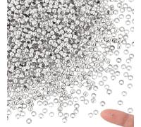 PONABEADIY 1 Box 800PCS 2mm Silver Tiny Spacer Beads with Hole Stainless Steel Seamless Metal Round Ball Smooth Shiny Loose Spacers Finding Bead Bulk for Jewellery Making Bracelet Necklace DIY Crafts