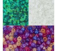 PONABEADIY 1 Box 800PCS UV Reactive Pony Beads with Large Hole colour Changing Sensitive Plastic Barrel Glow in The Dark Sunlight Spacer Loose Bead for Jewellery Making Necklace Bracelet Diy Craft