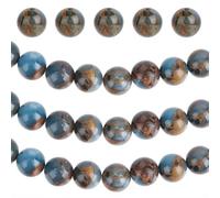 PONABEADIY 1 Box 80PCS 8MM Natural Round Chalcedony Beads Stone Gemstone Crystal Energy Power Chakra Dark Blue Gold Clinquant Spacer Loose Bead for Jewellery Making Necklace Bracelet Diy Craft Supply