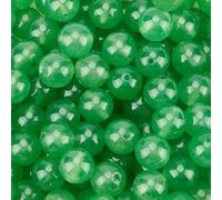PONABEADIY 1 Box 8MM 120PCS Lime Green Jade Round Beads with Holes Gemstone Crystal Polished Stone Smooth Loose Spacer Bead Bulk for Jewellery Making Earrings Bracelets Necklaces Decor DIY Craft