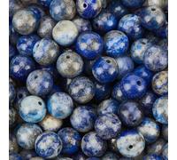 PONABEADIY 1 Box 8MM 120PCS Natural Blue Lazuli Stone Beads with Hole Round Gemstone Smooth Polished Energy Loose Spacer Bead Bulk for Jewellery Making Earrings Bracelets Necklace DIY Crafts Supply