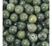 PONABEADIY 1 Box 8MM 120PCS Natural Green Jade Beads with Hole Round Chinese Gemstone Crystal Polished Smooth Energy Loose Spacer Bead Bulk for Jewellery Making Earrings Bracelets Necklace DIY Crafts
