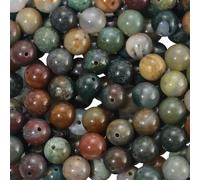 PONABEADIY 1 Box 8MM 120PCS Natural Indian Agate Beads with Holes colourful Round Gemstone Smooth Polished Loose Spacer Bead Bulk for Jewellery Making Earrings Bracelet Necklace Decor DIY Craft Supply