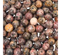 PONABEADIY 1 Box 8MM 120PCS Natural Jasper Beads with Hole Red Leopard Skin Round Polished Smooth Energy Loose Spacer Bead Bulk for Jewellery Making Earrings Bracelets Necklaces DIY Crafts Supply