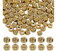 PONABEADIY 1 Box 8MM 150PCS Gold Tibetan Bead with 3.5MM Hole Vintage Column Barrel Alloy Opaque Loose Spacer Charm Beads Bulk for Jewellery Making Earrings Bracelets Necklaces Decor DIY Craft
