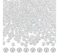 PONABEADIY 1 Box 8MM 600PCS AB colour Clear Acrylic Round Beads with Holes Bubble Assorted Size Shiny Transparent Loose Spacer Bead Bulk for Jewellery Making Earrings Bracelet Necklace Diy Craft